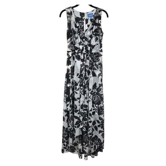 Simply Vera Vera Wang Dresses & Skirts - Simply Vera Vera Wang XS Black White Floral High Low Sleeveless Dress Vacation